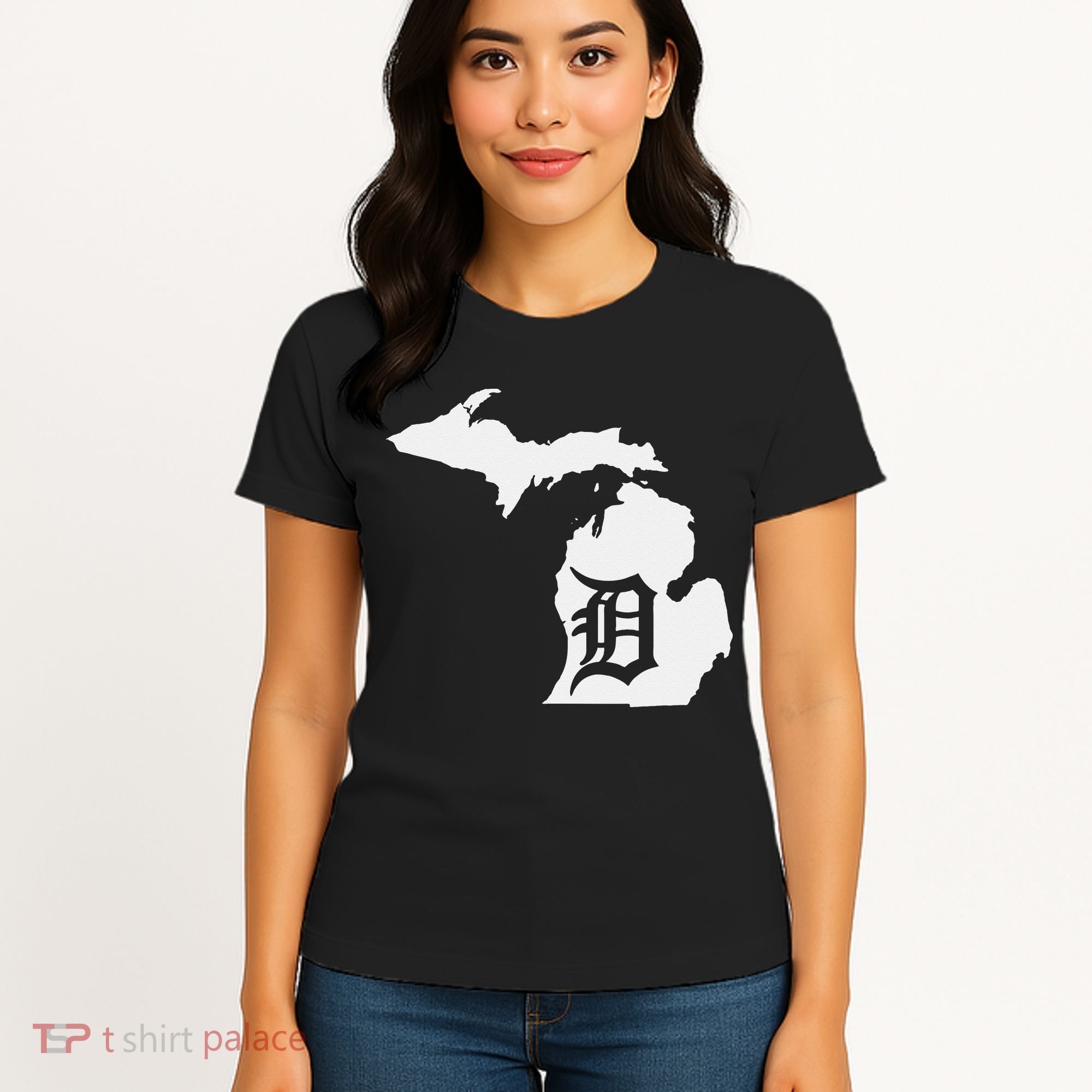 Detroit Michigan State Map Silhouette D United States Women's T-Shirt