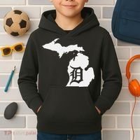 Detroit Michigan State Map Silhouette D United States Kids Hoodie thumb 2