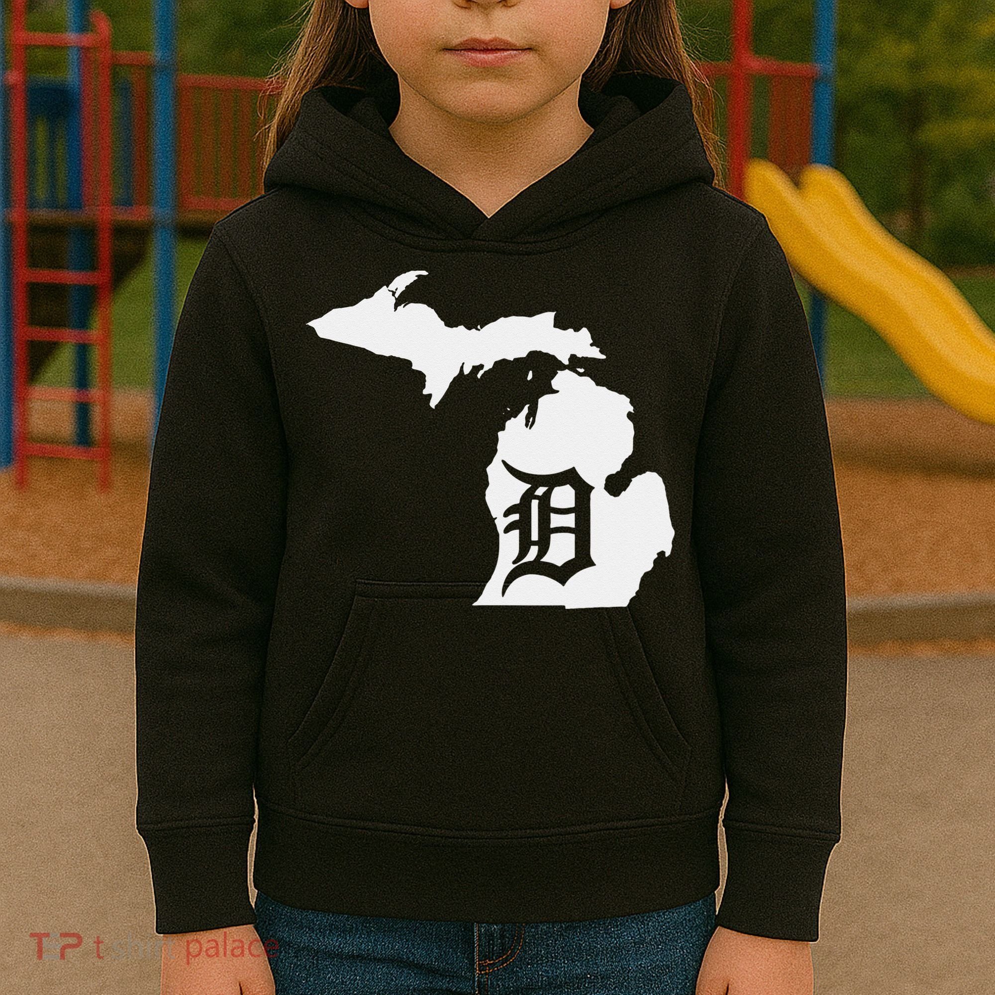 Detroit Michigan State Map Silhouette D United States Kids Hoodie