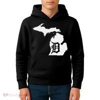 Detroit Michigan State Map Silhouette D United States Kids Hoodie thumb 4
