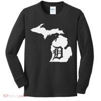 Detroit Michigan State Map Silhouette D United States Kids Long Sleeve Shirt thumb 0