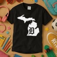 Detroit Michigan State Map Silhouette D United States Kids T-Shirt thumb 3