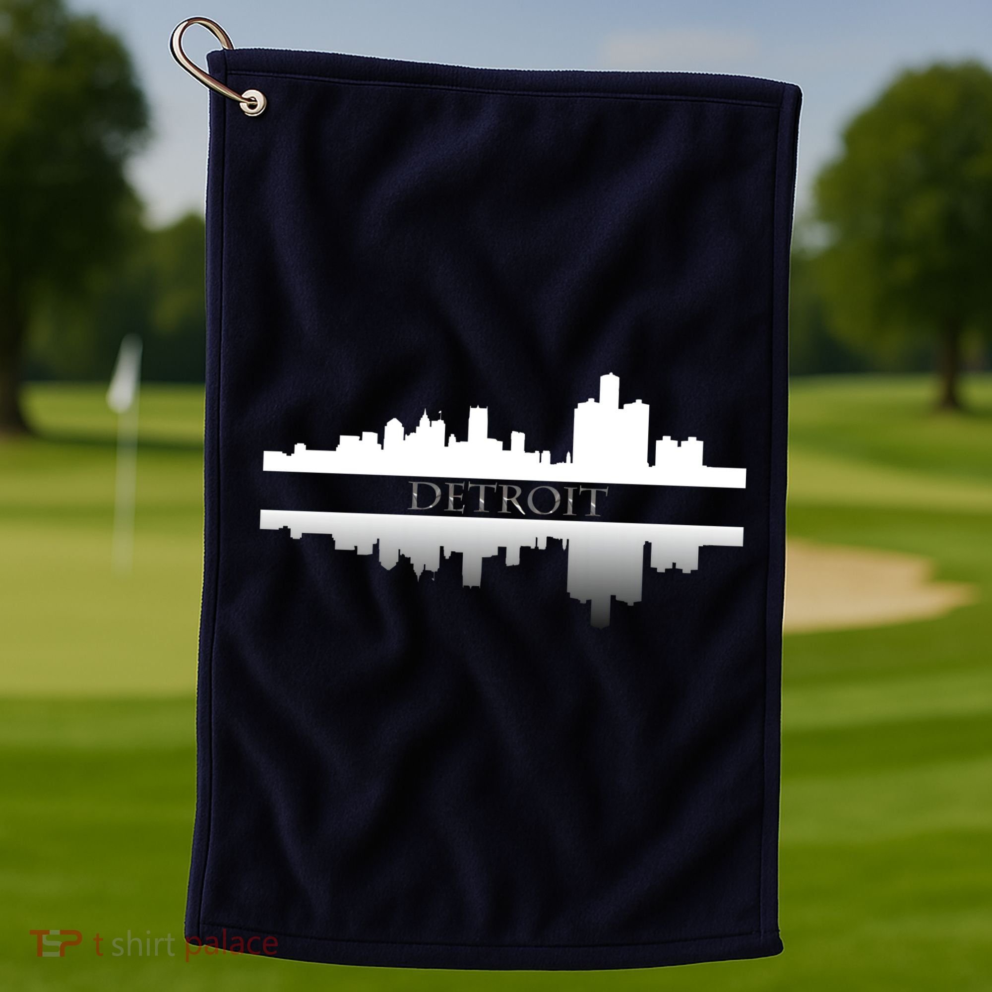 Detroit Mirrored Skyline Golf Towel