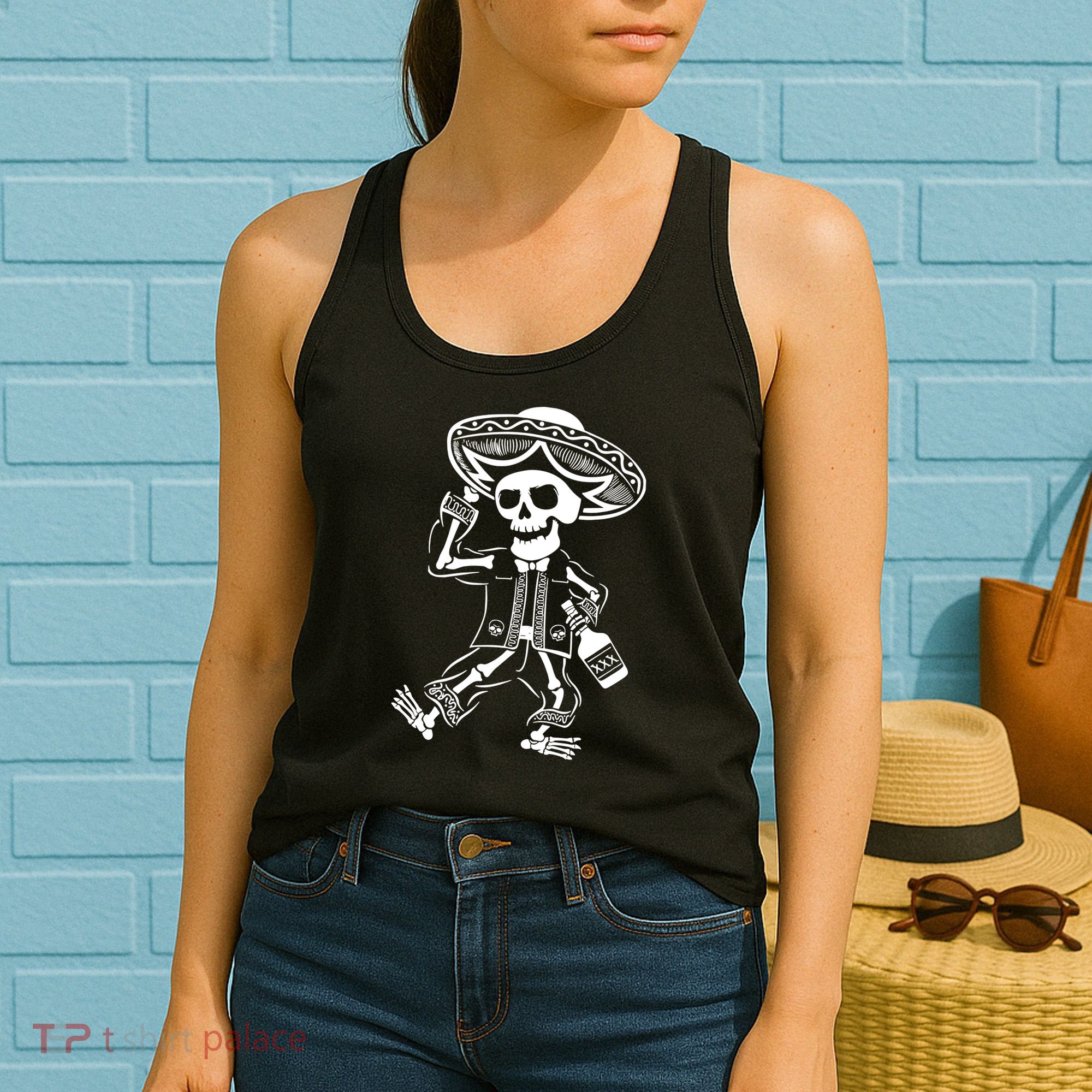 Drunk Mariachi Skeleton Women's Tank Top