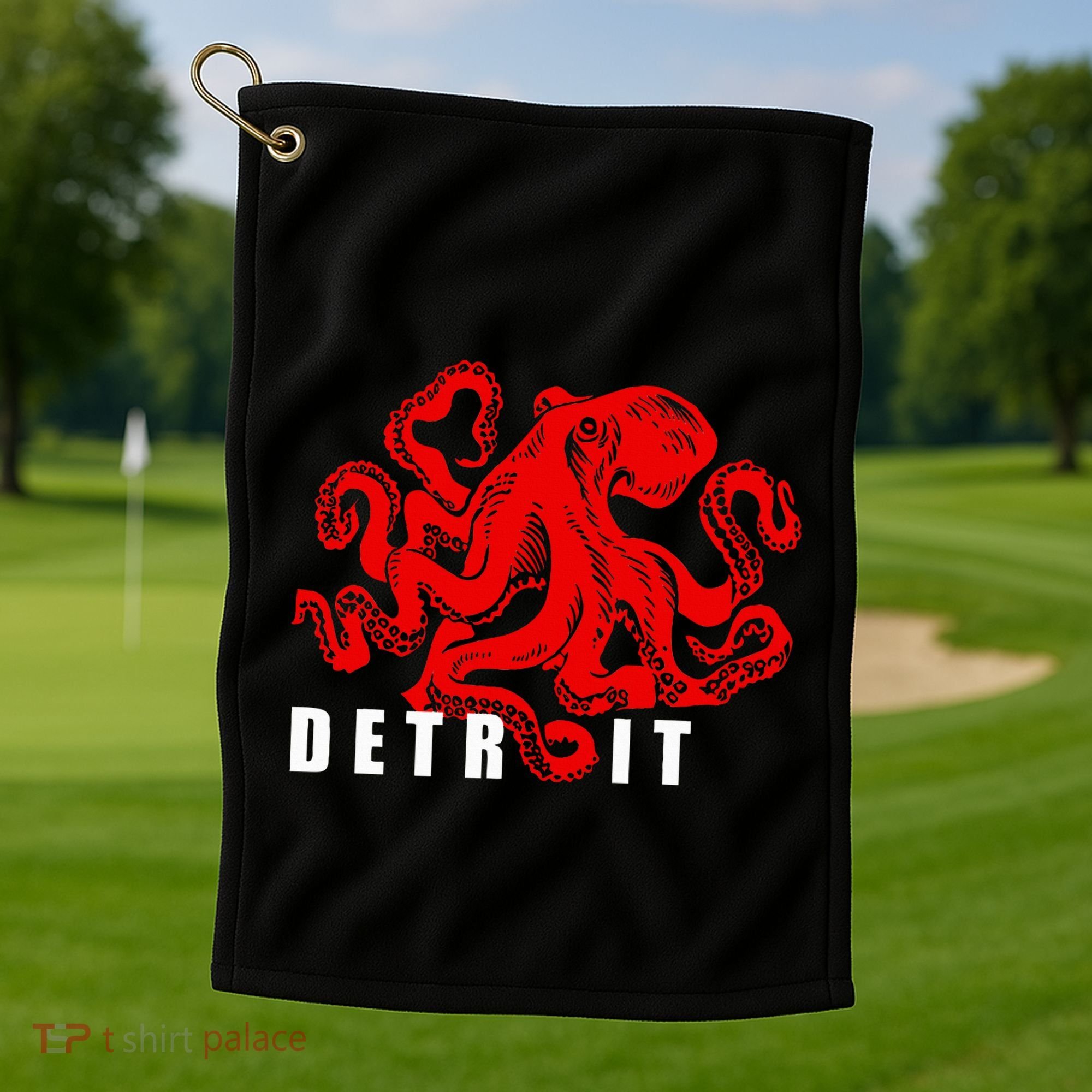 Detroit Michigan Souvenir Octopus Kraken Detroit Golf Towel