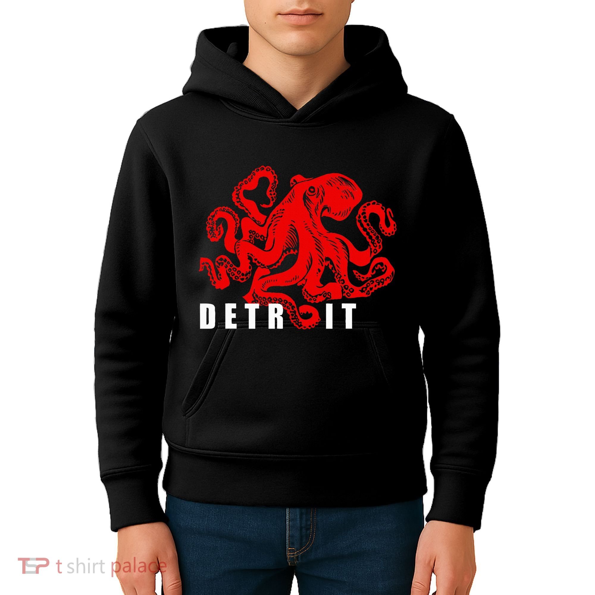 Detroit Michigan Souvenir Octopus Kraken Detroit Kids Hoodie