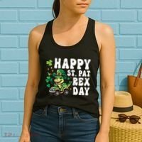 Dino Monster Truck Happy St Pat Rex Day St Patricks Day Cool Gift Women's Tank Top thumb 2