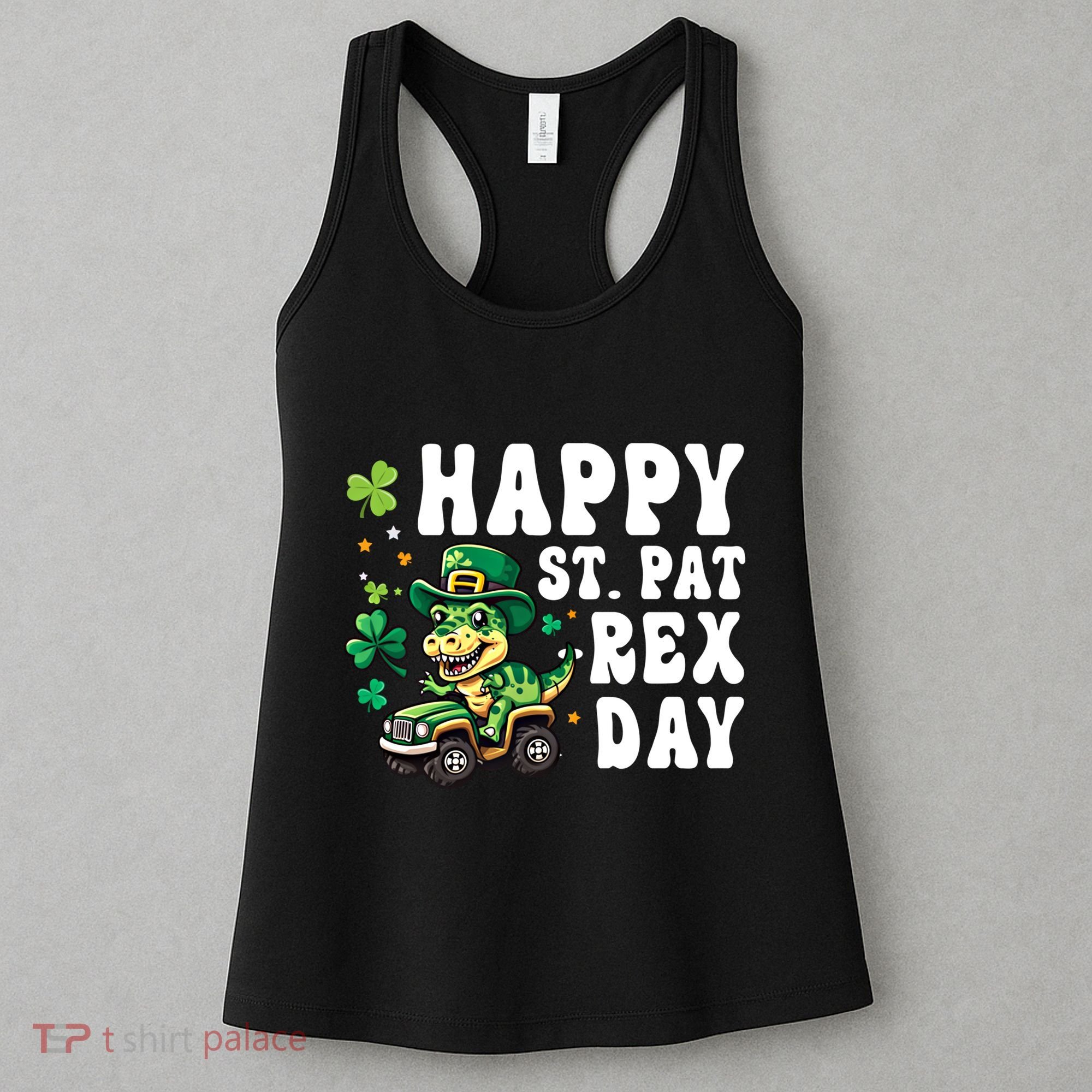 Dino Monster Truck Happy St Pat Rex Day St Patricks Day Cool Gift Women's Tank Top