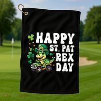 Dino Monster Truck Happy St Pat Rex Day St Patricks Day Cool Gift Golf Towel thumb 1