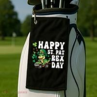 Dino Monster Truck Happy St Pat Rex Day St Patricks Day Cool Gift Golf Towel thumb 2