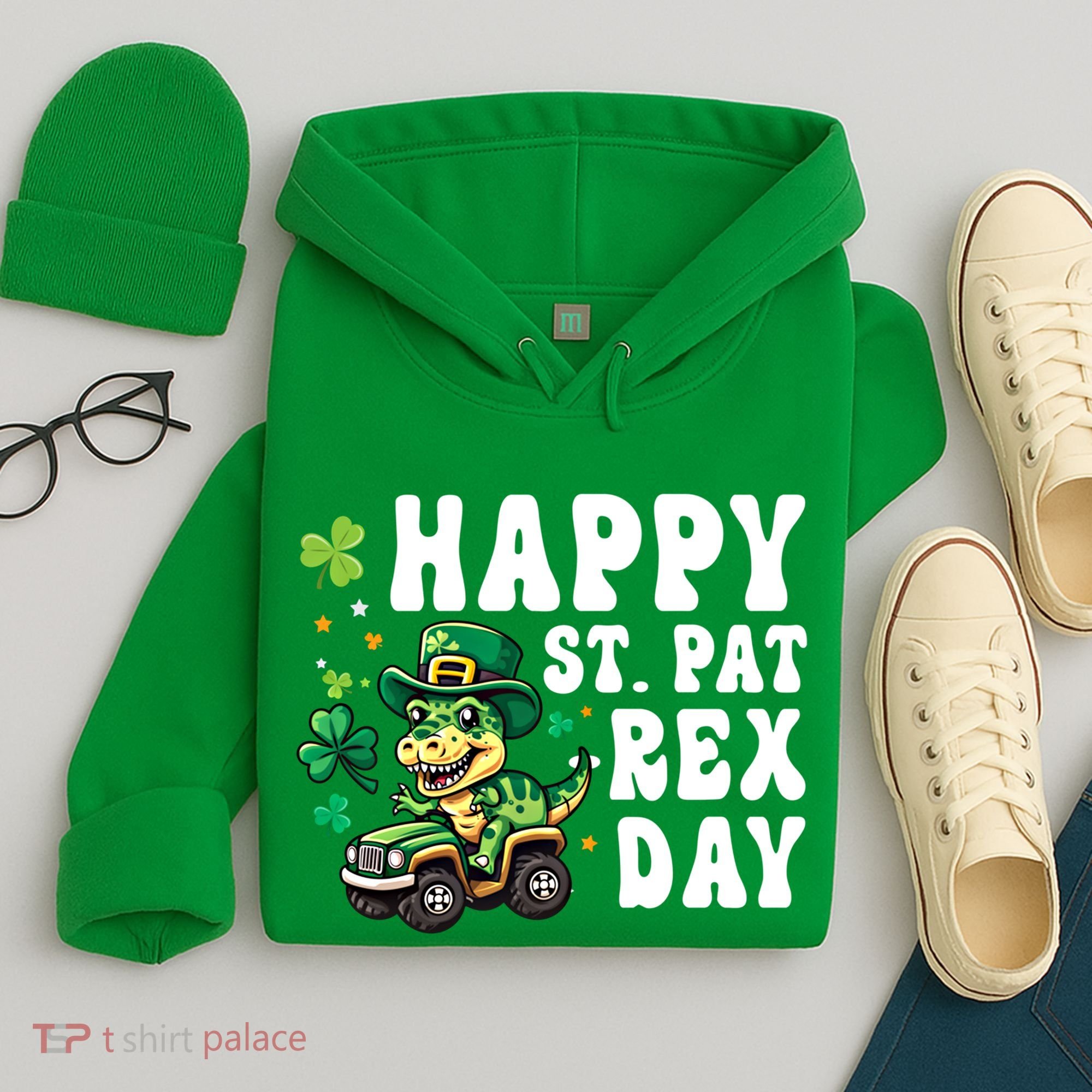 Dino Monster Truck Happy St Pat Rex Day St Patricks Day Cool Gift Hoodie