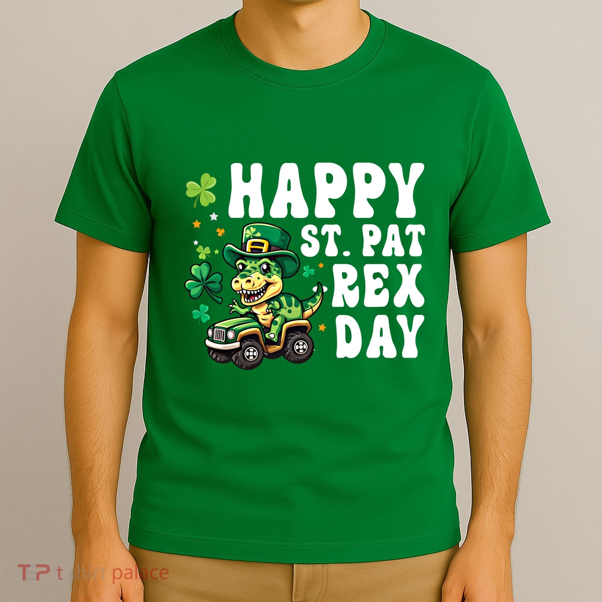 Dino Monster Truck Happy St Pat Rex Day St Patricks Day Cool Gift T-Shirt