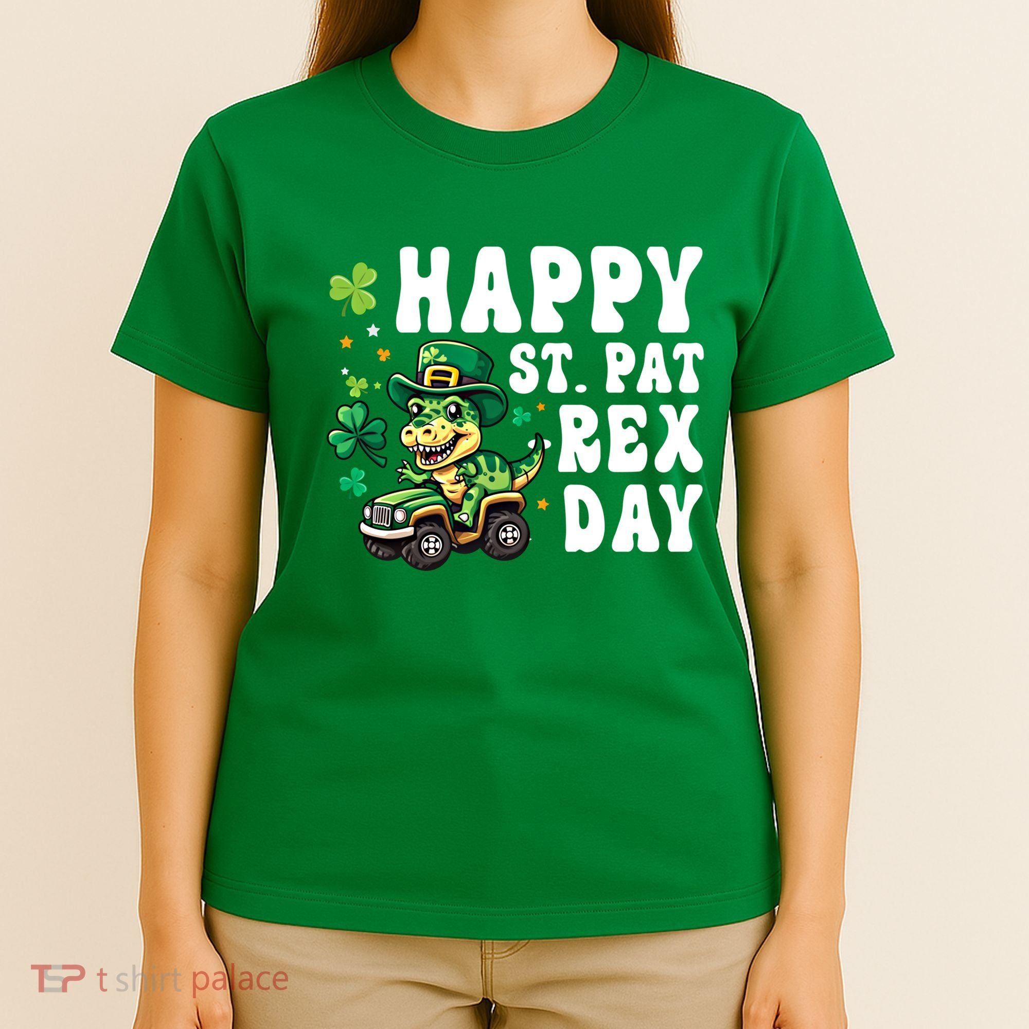 Dino Monster Truck Happy St Pat Rex Day St Patricks Day Cool Gift T-Shirt