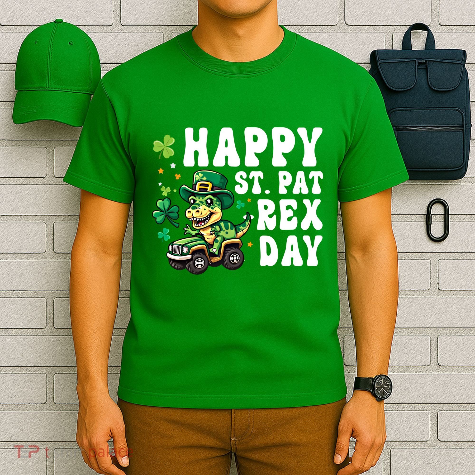 Dino Monster Truck Happy St Pat Rex Day St Patricks Day Cool Gift T-Shirt