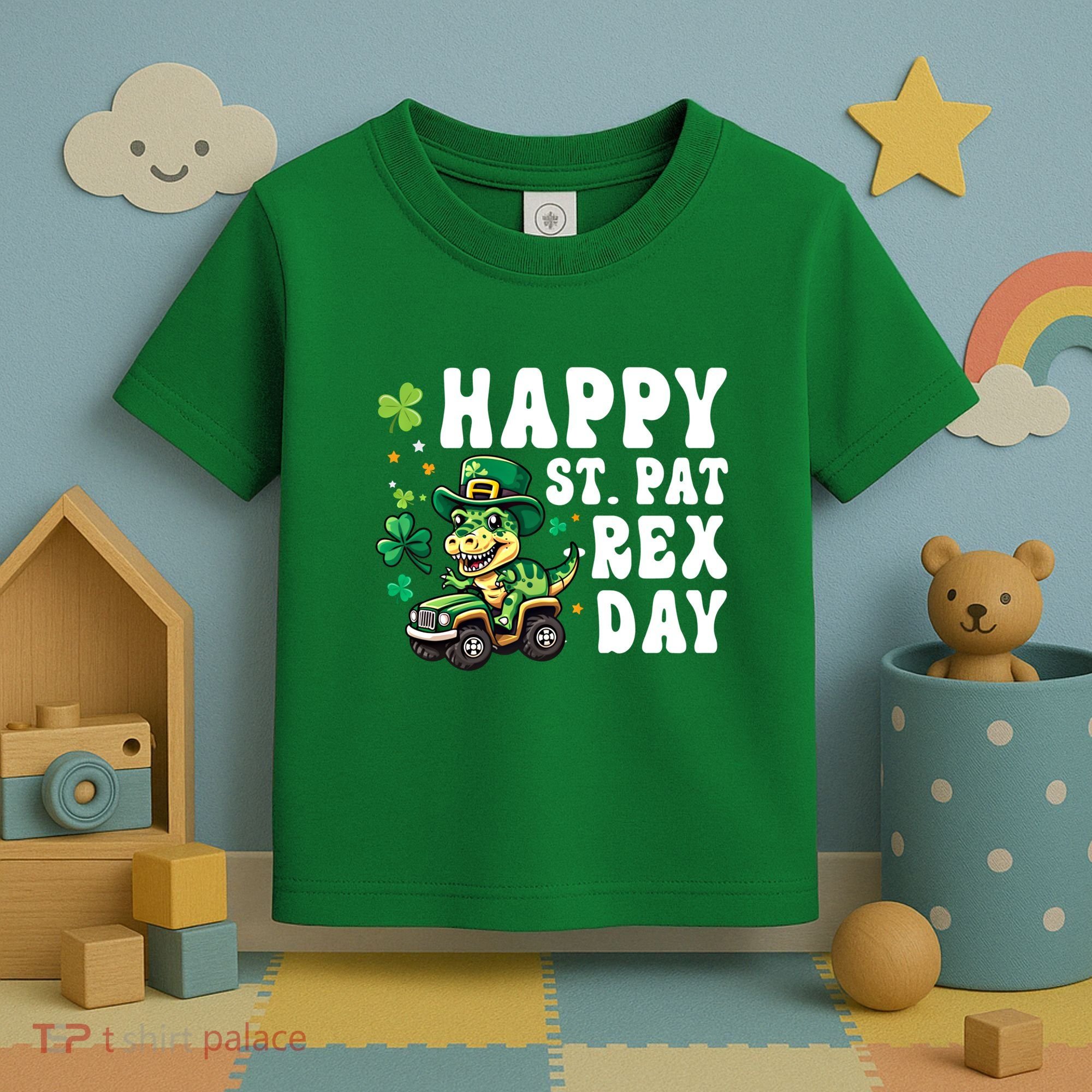 Dino Monster Truck Happy St Pat Rex Day St Patricks Day Cool Gift Toddler T-Shirt