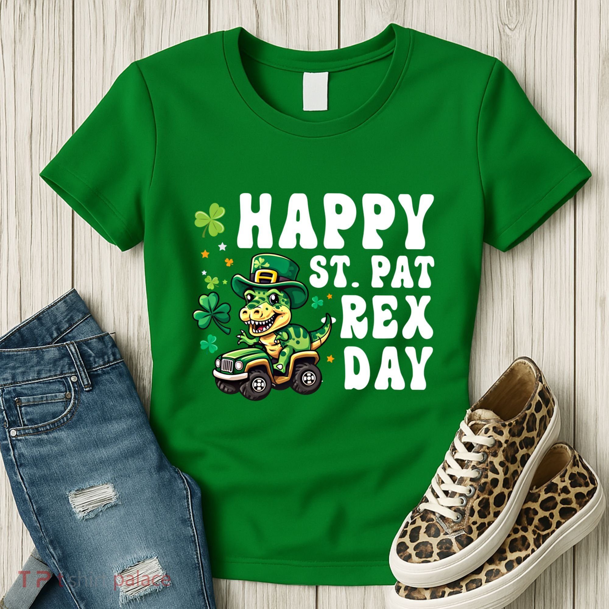 Dino Monster Truck Happy St Pat Rex Day St Patricks Day Cool Gift Women's T-Shirt