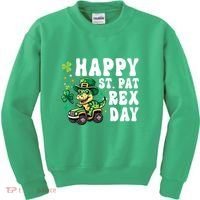 Dino Monster Truck Happy St Pat Rex Day St Patricks Day Cool Gift Kids Sweatshirt thumb 0