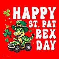 Dino Monster Truck Happy St Pat Rex Day St Patricks Day Cool Gift Santa Hat thumb 1