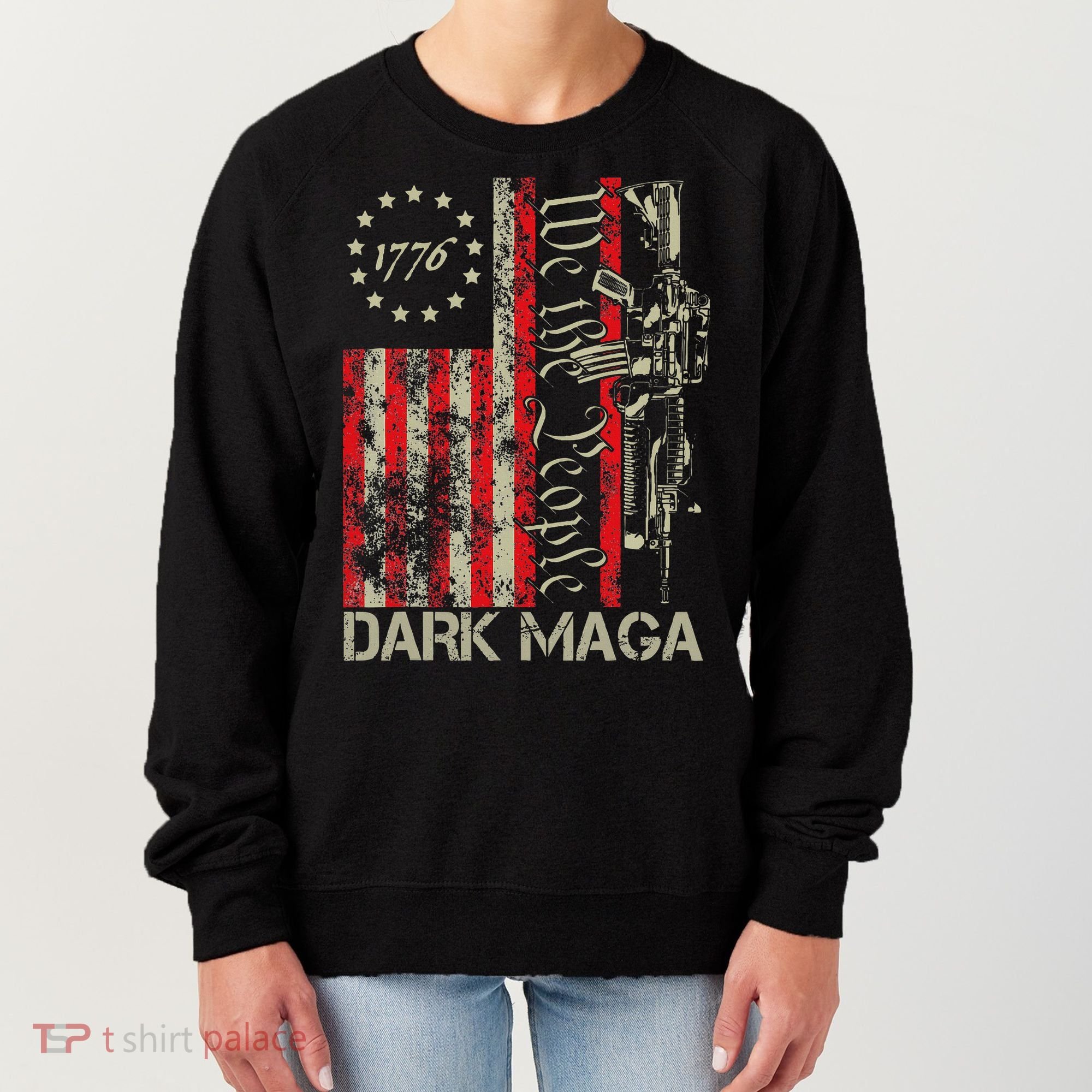 Dark Maga Trump 2024 Us Flag President Campaign Women's Sweatshirt
