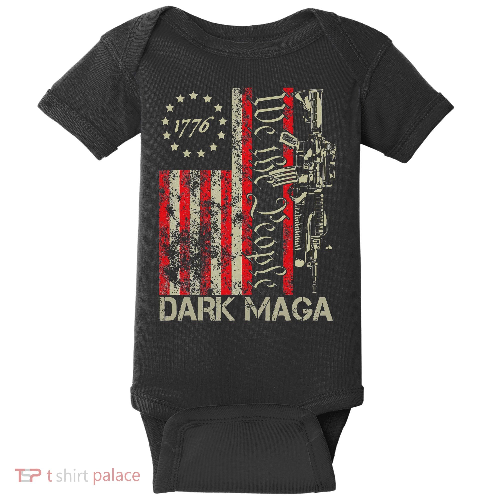 Dark Maga Trump 2024 Us Flag President Campaign Baby Bodysuit