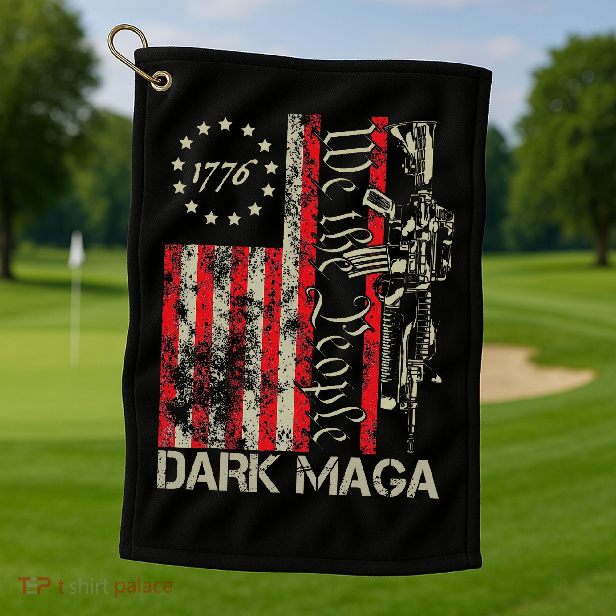 Dark Maga Trump 2024 Us Flag President Campaign Golf Towel