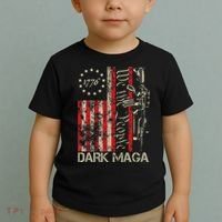 Dark Maga Trump 2024 Us Flag President Campaign Toddler T-Shirt thumb 2