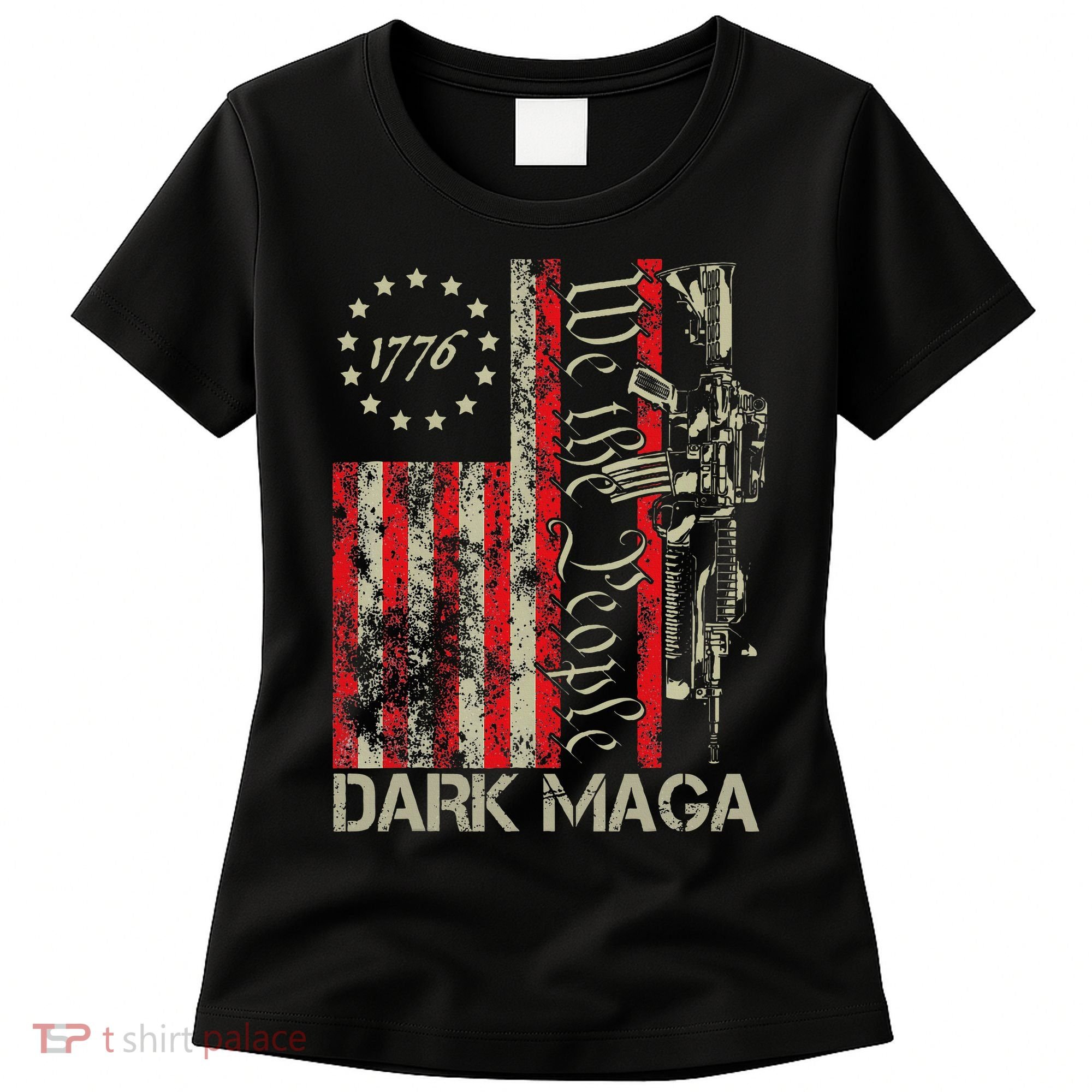 Dark Maga Trump 2024 Us Flag President Campaign Women's T-Shirt