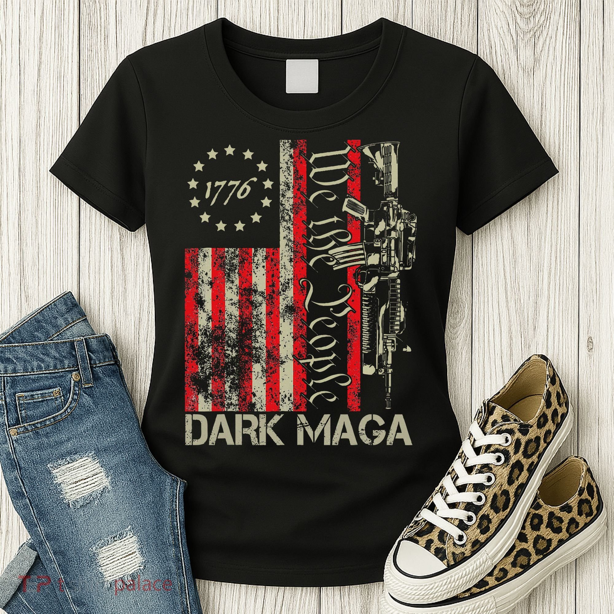 Dark Maga Trump 2024 Us Flag President Campaign Women's T-Shirt