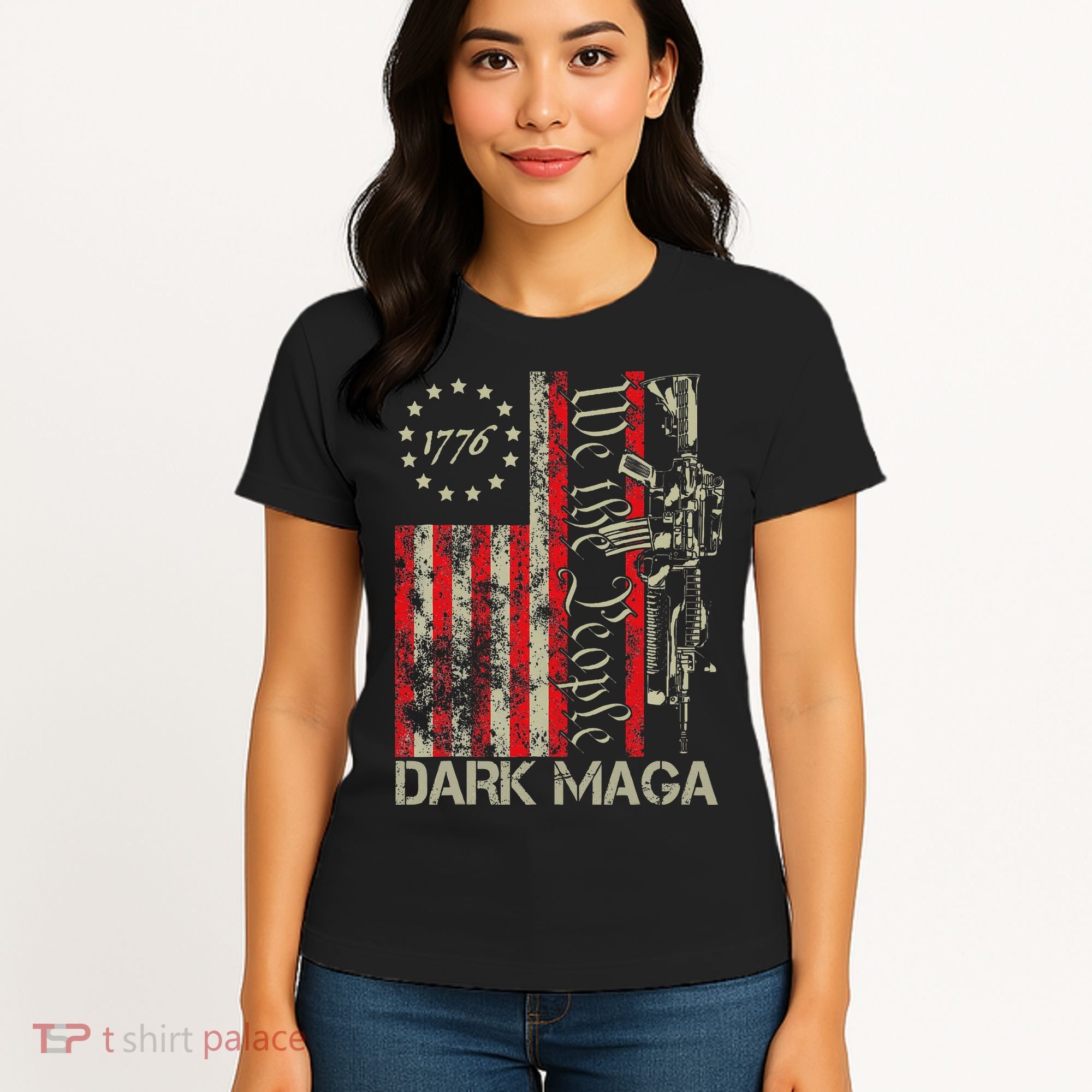 Dark Maga Trump 2024 Us Flag President Campaign Women's T-Shirt