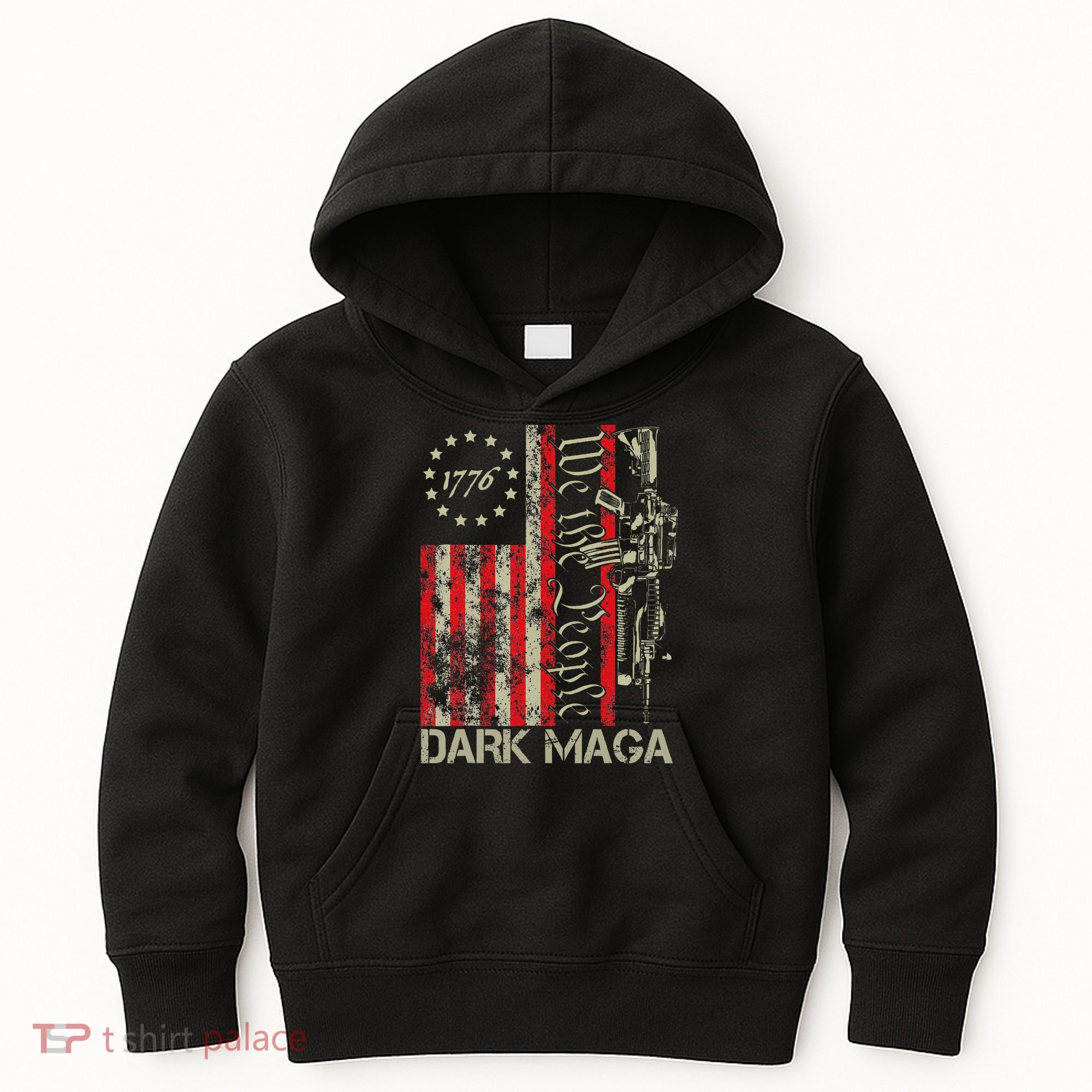 Dark Maga Trump 2024 Us Flag President Campaign Kids Hoodie