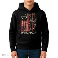 Dark Maga Trump 2024 Us Flag President Campaign Kids Hoodie thumb 4