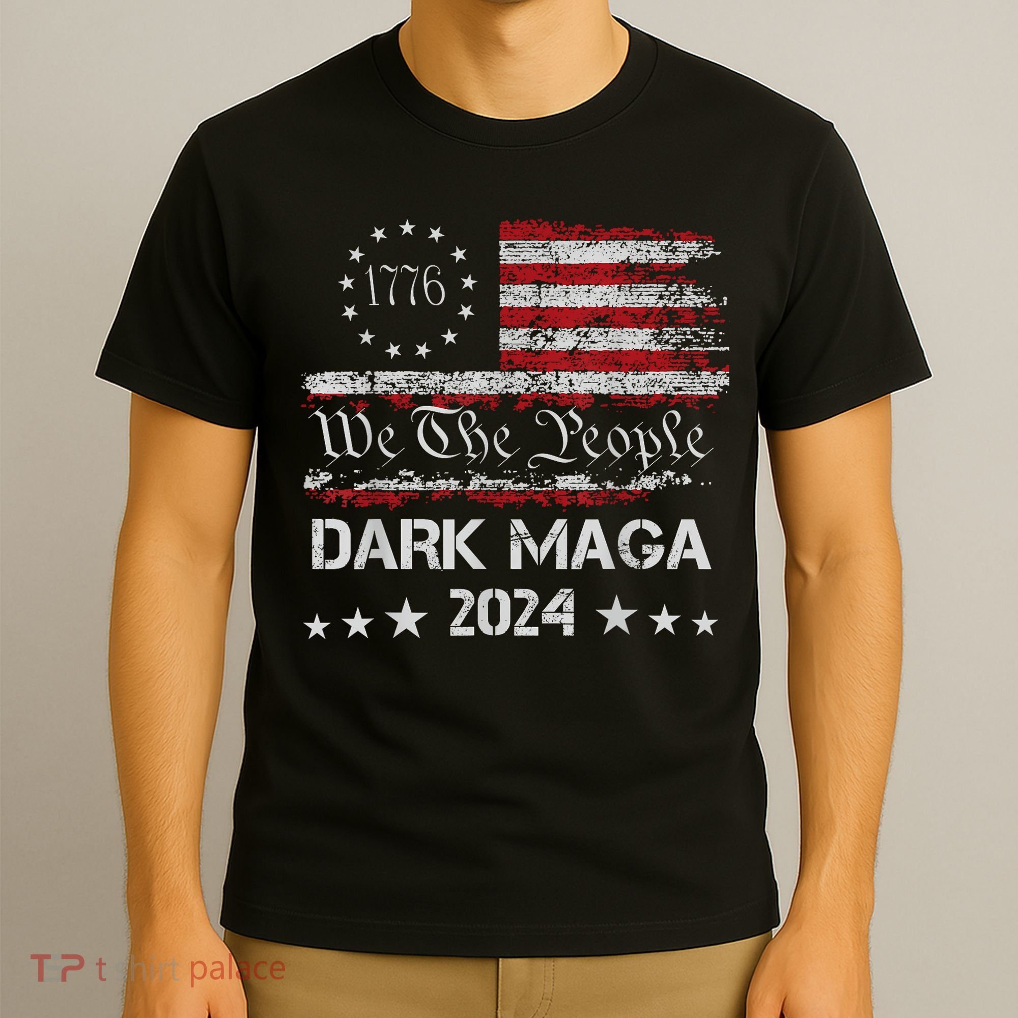 Dark Maga Trump 2024 Us Flag Vintage President Campaign T-Shirt