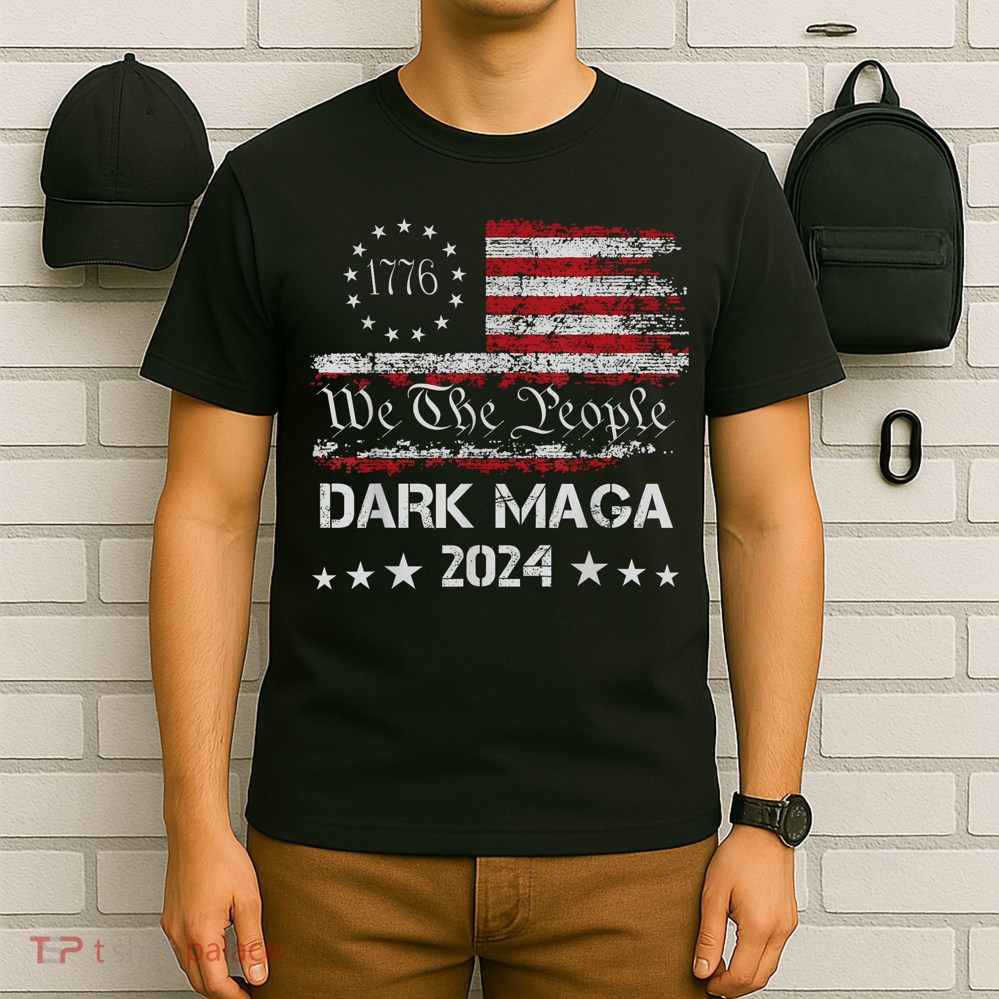 Dark Maga Trump 2024 Us Flag Vintage President Campaign T-Shirt