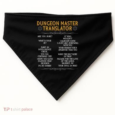 Dungeon Master Translator Funny USA-Made Doggie Bandana