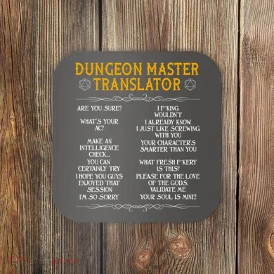 Dungeon Master Translator Funny Coaster
