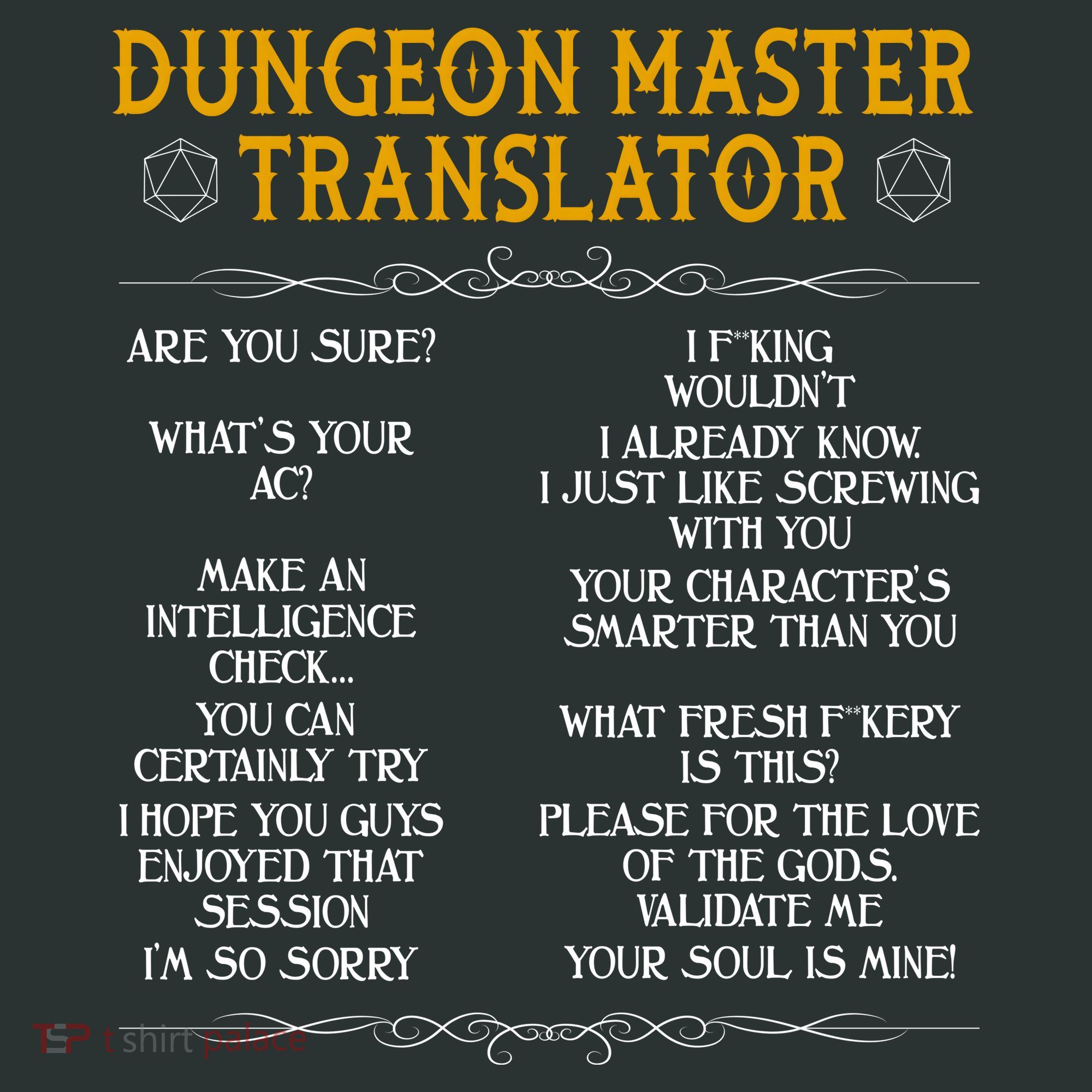 Dungeon Master Translator Funny Women's T-Shirt