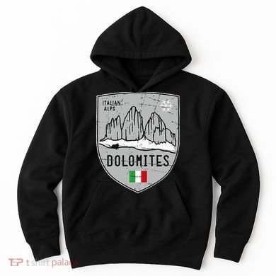 Dolomites Mountain Tre Cime Italy Emblem Hoodie