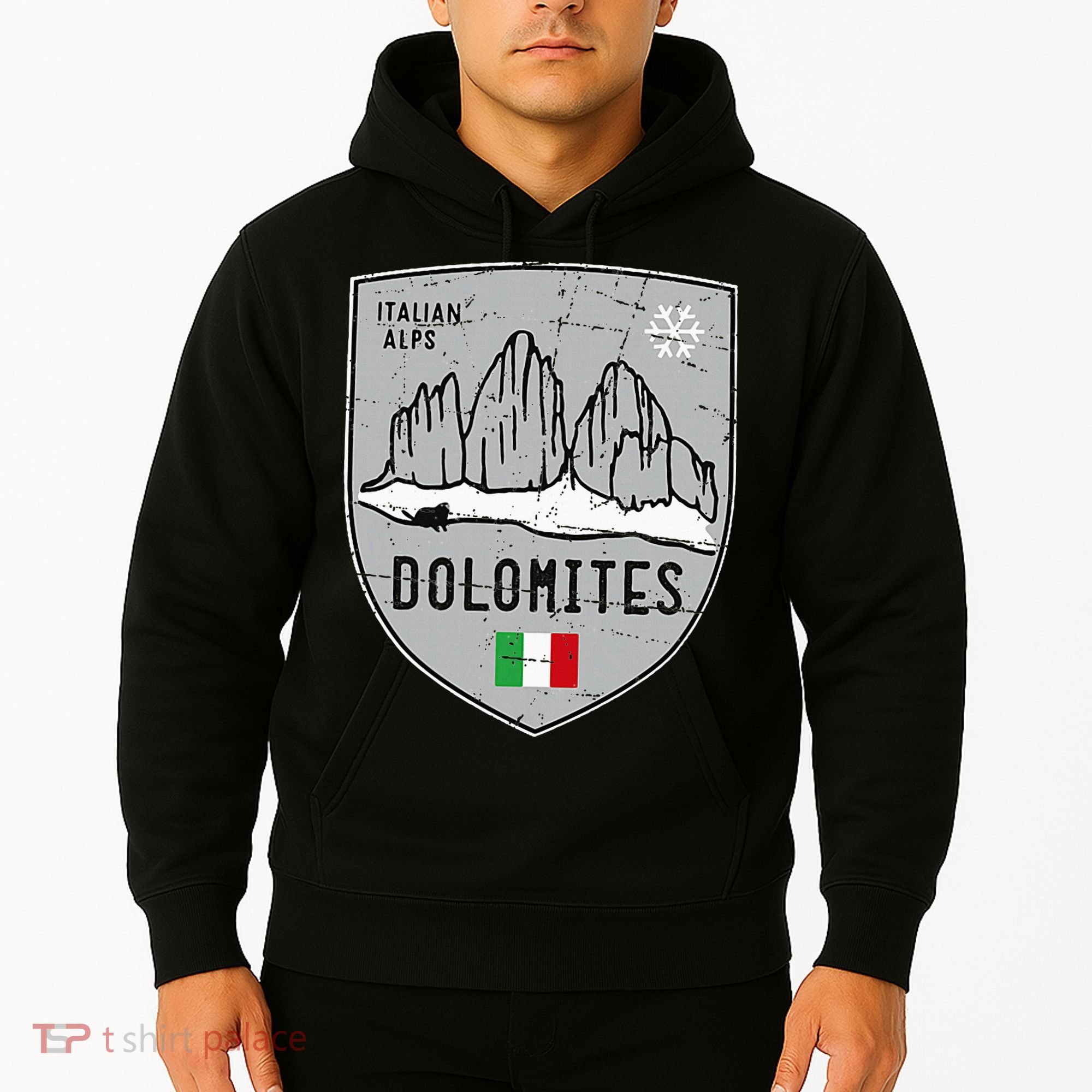 Dolomites Mountain Tre Cime Italy Emblem Hoodie