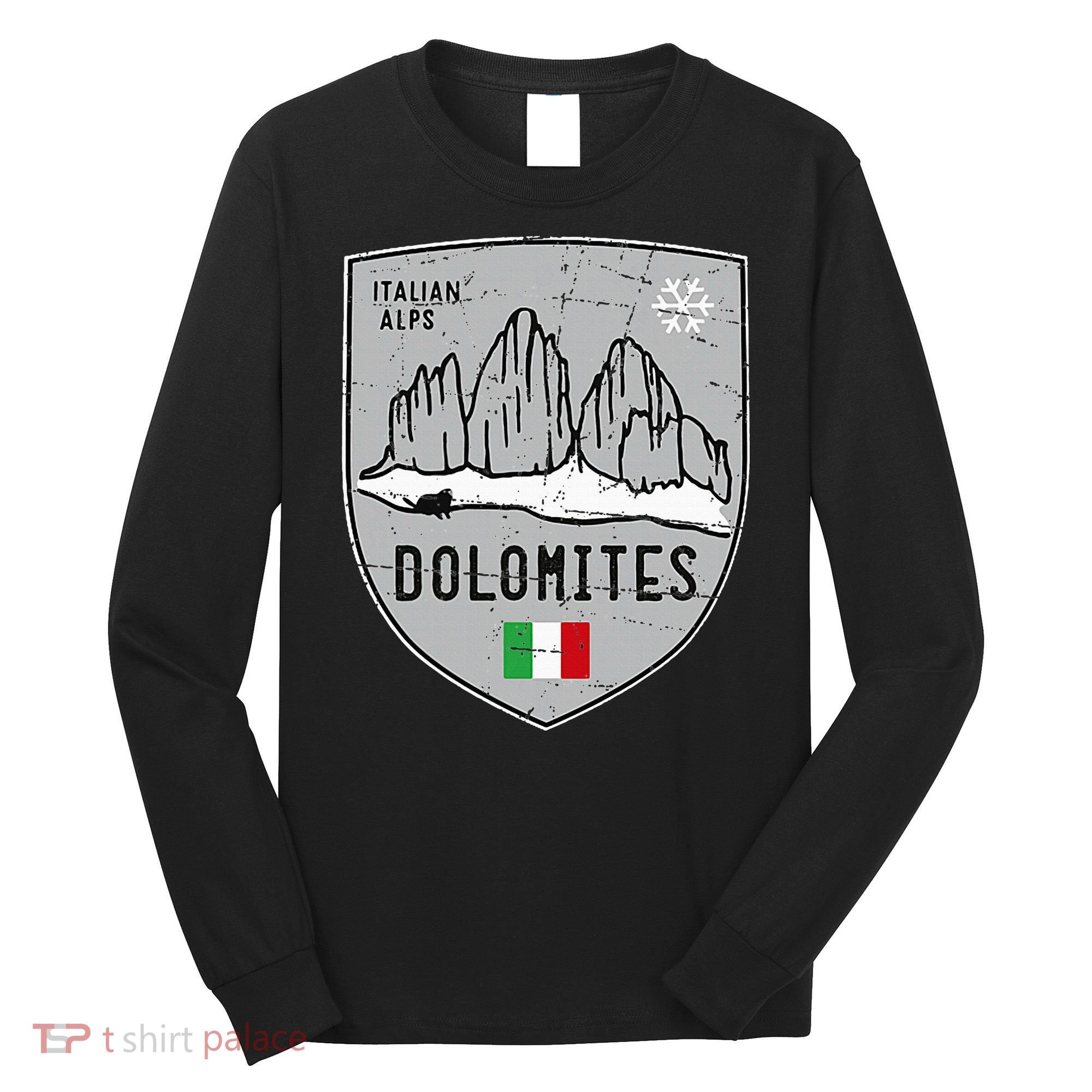 Dolomites Mountain Tre Cime Italy Emblem Long Sleeve Shirt
