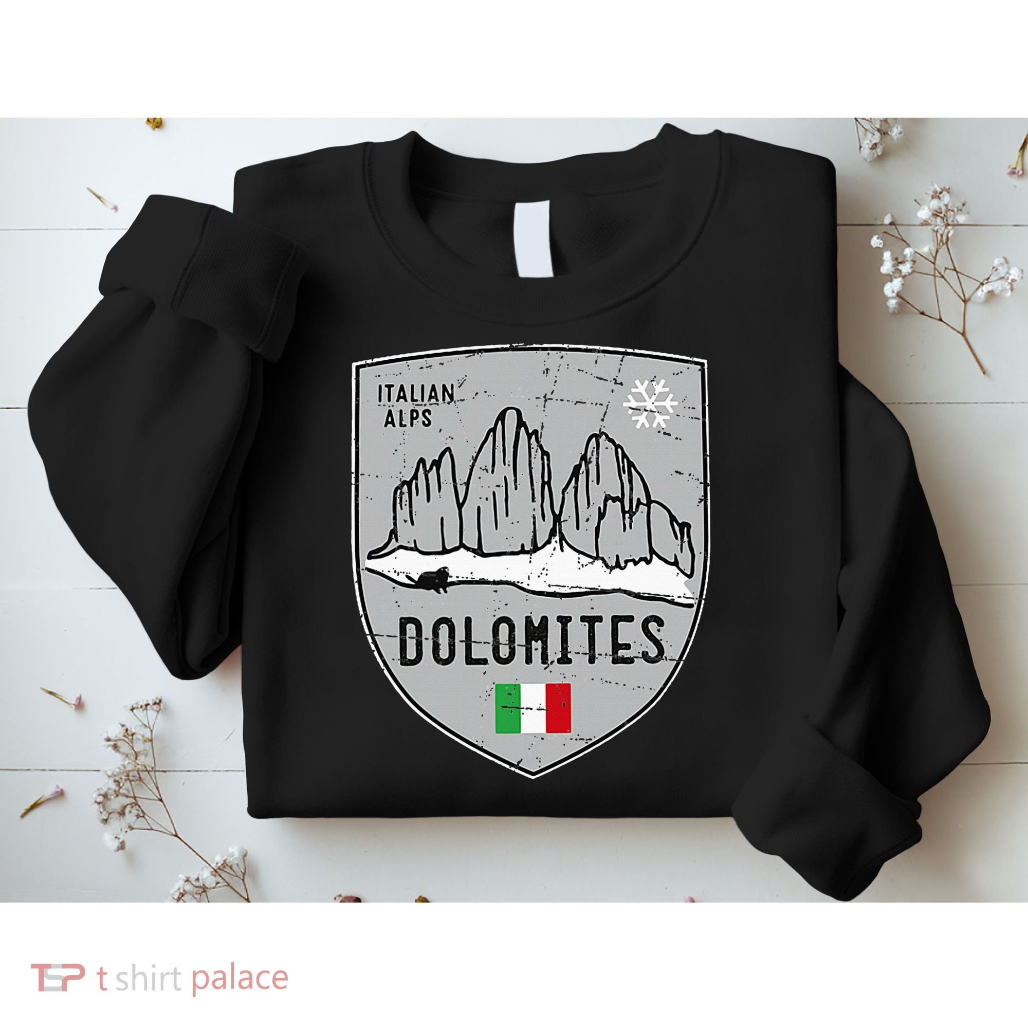 Dolomites Mountain Tre Cime Italy Emblem Sweatshirt