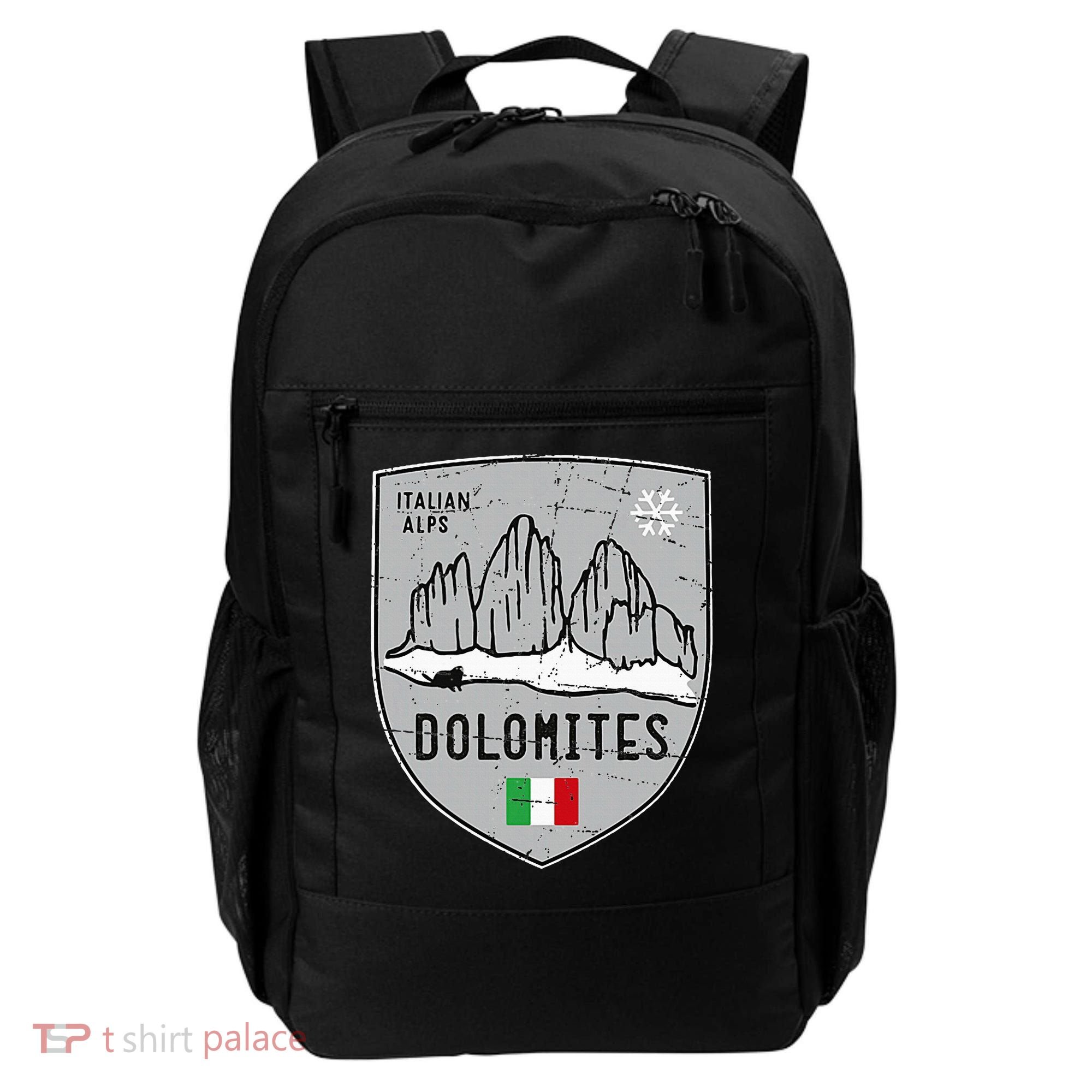 Dolomites Mountain Tre Cime Italy Emblem Backpack