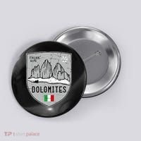 Dolomites Mountain Tre Cime Italy Emblem Button thumb 0