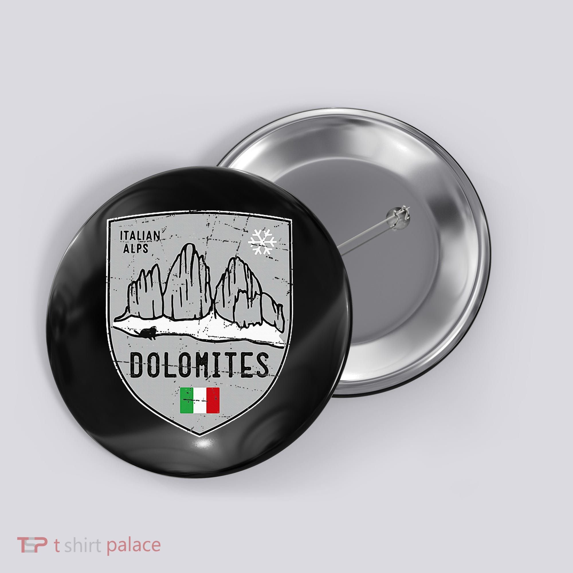 Dolomites Mountain Tre Cime Italy Emblem Button