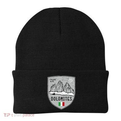 Dolomites Mountain Tre Cime Italy Emblem Beanie