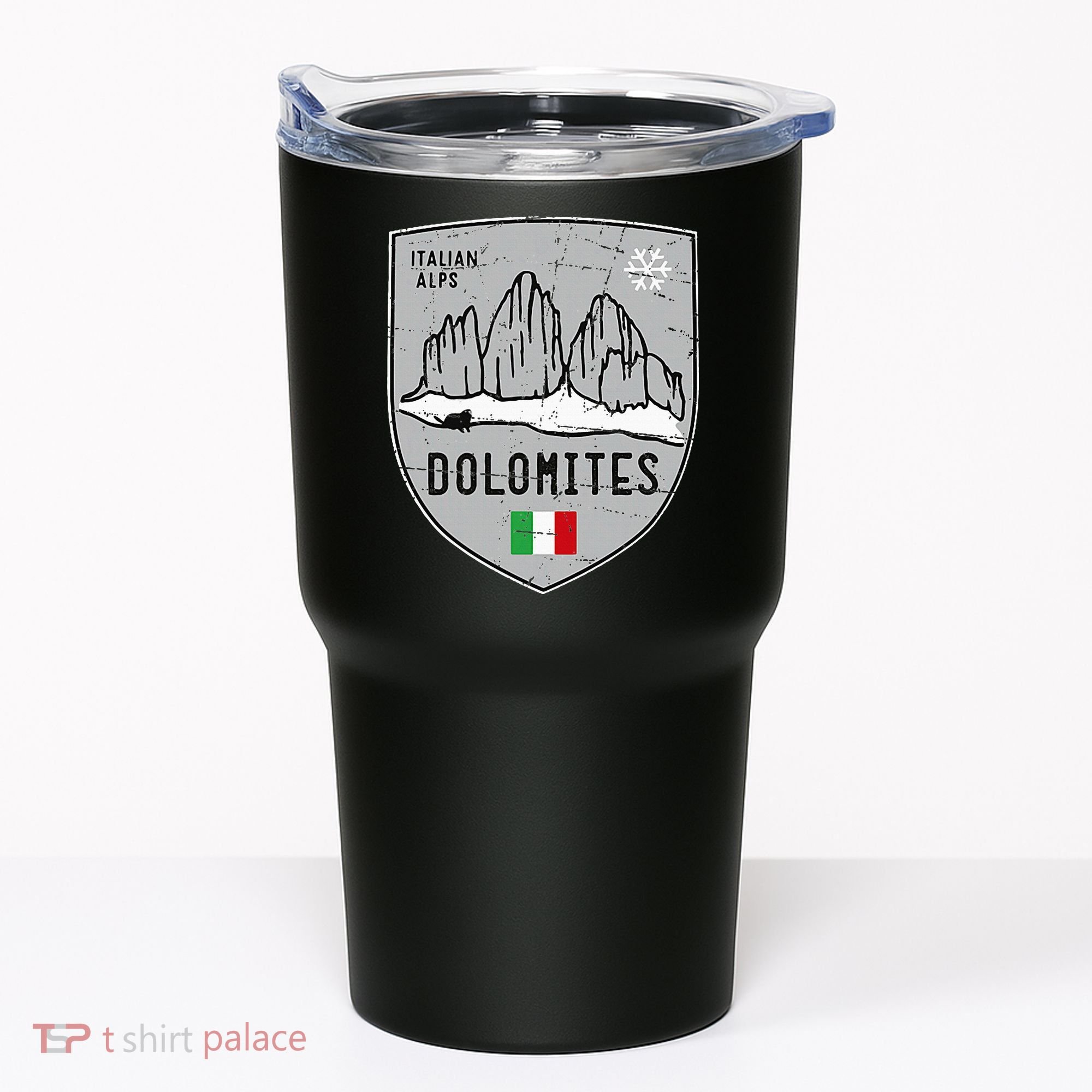 Dolomites Mountain Tre Cime Italy Emblem Tumbler