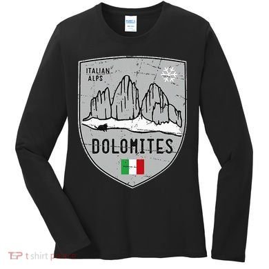 Dolomites Mountain Tre Cime Italy Emblem Women's Long Sleeve Shirt