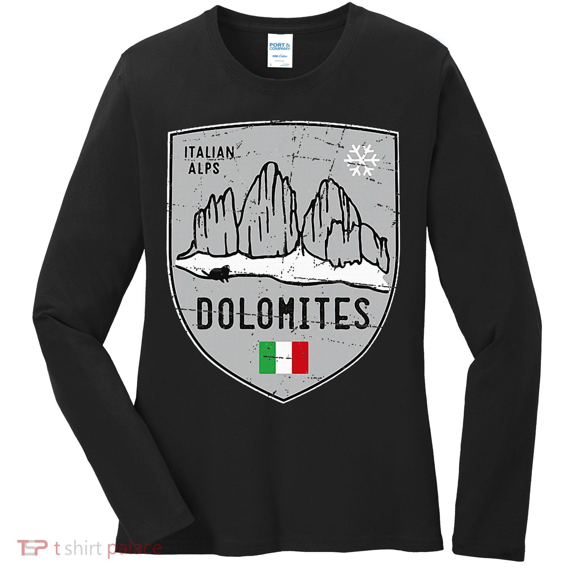 Dolomites Mountain Tre Cime Italy Emblem Women's Long Sleeve Shirt