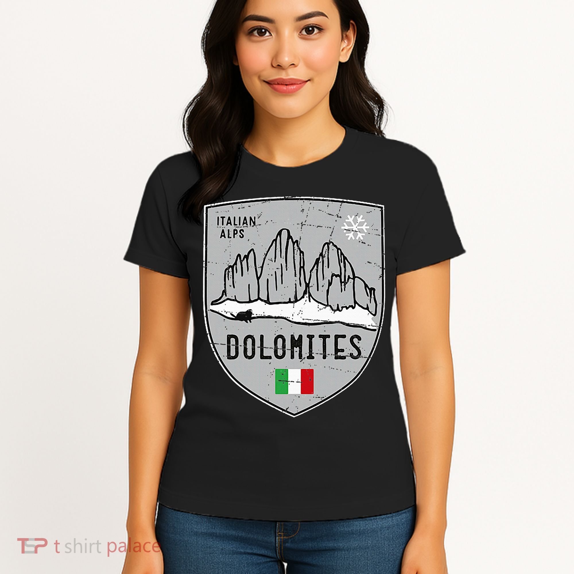 Dolomites Mountain Tre Cime Italy Emblem Women's T-Shirt