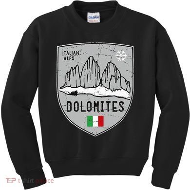 Dolomites Mountain Tre Cime Italy Emblem Kids Sweatshirt