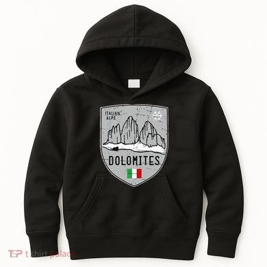 Dolomites Mountain Tre Cime Italy Emblem Kids Hoodie